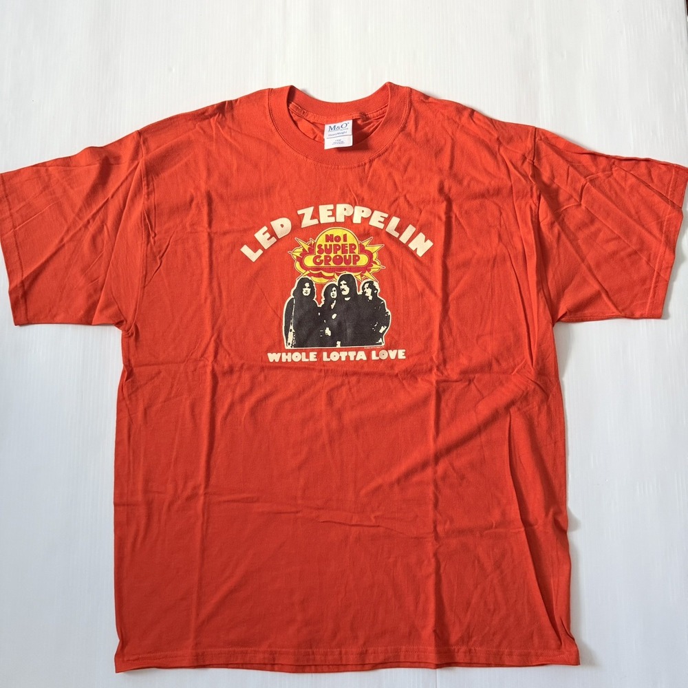 Led Zeppelin 2004 Whole Lotta Love Orange Cotton T Shirt by M&O Knits EUC XL